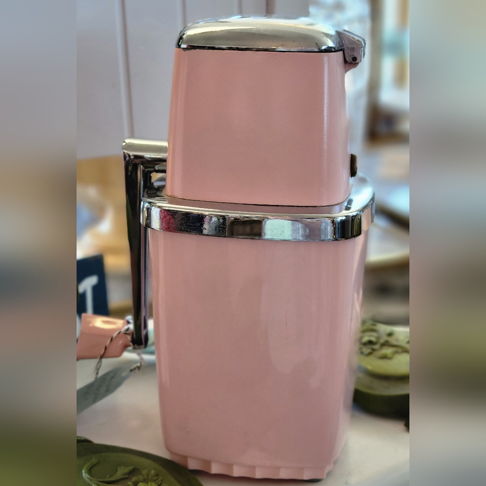 Mid Century Modern pink Bakelite Ice Crusher